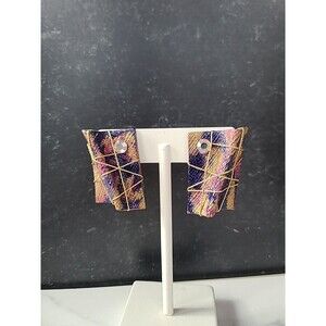 Artisan Mixed Media Pierced Earrings Vintage Costume Jewelry